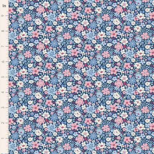Bomull - Tilda - Esther blomster - Blue