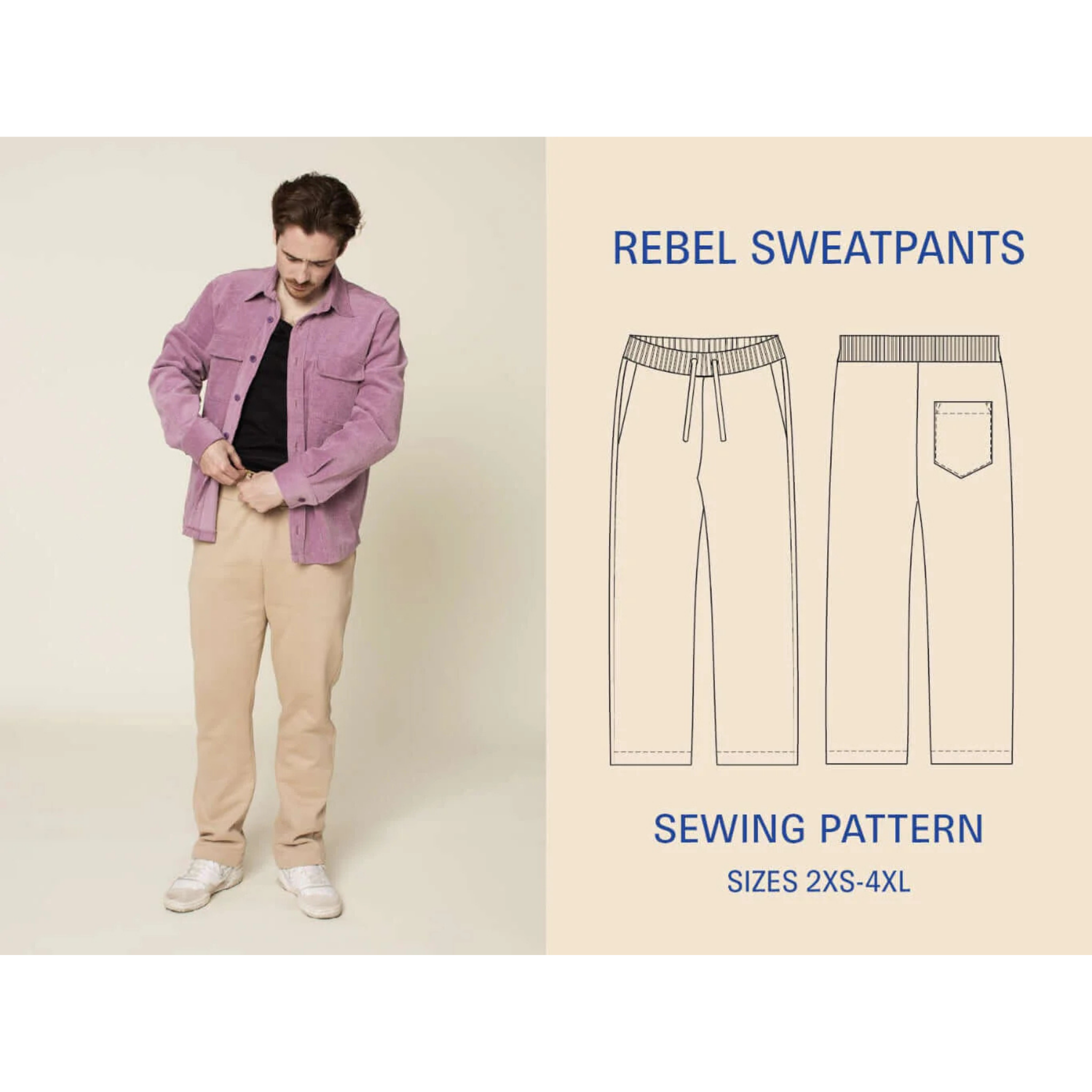 Wardrobe by Me - Rebel Sweatpants, Herre Papir Mønster