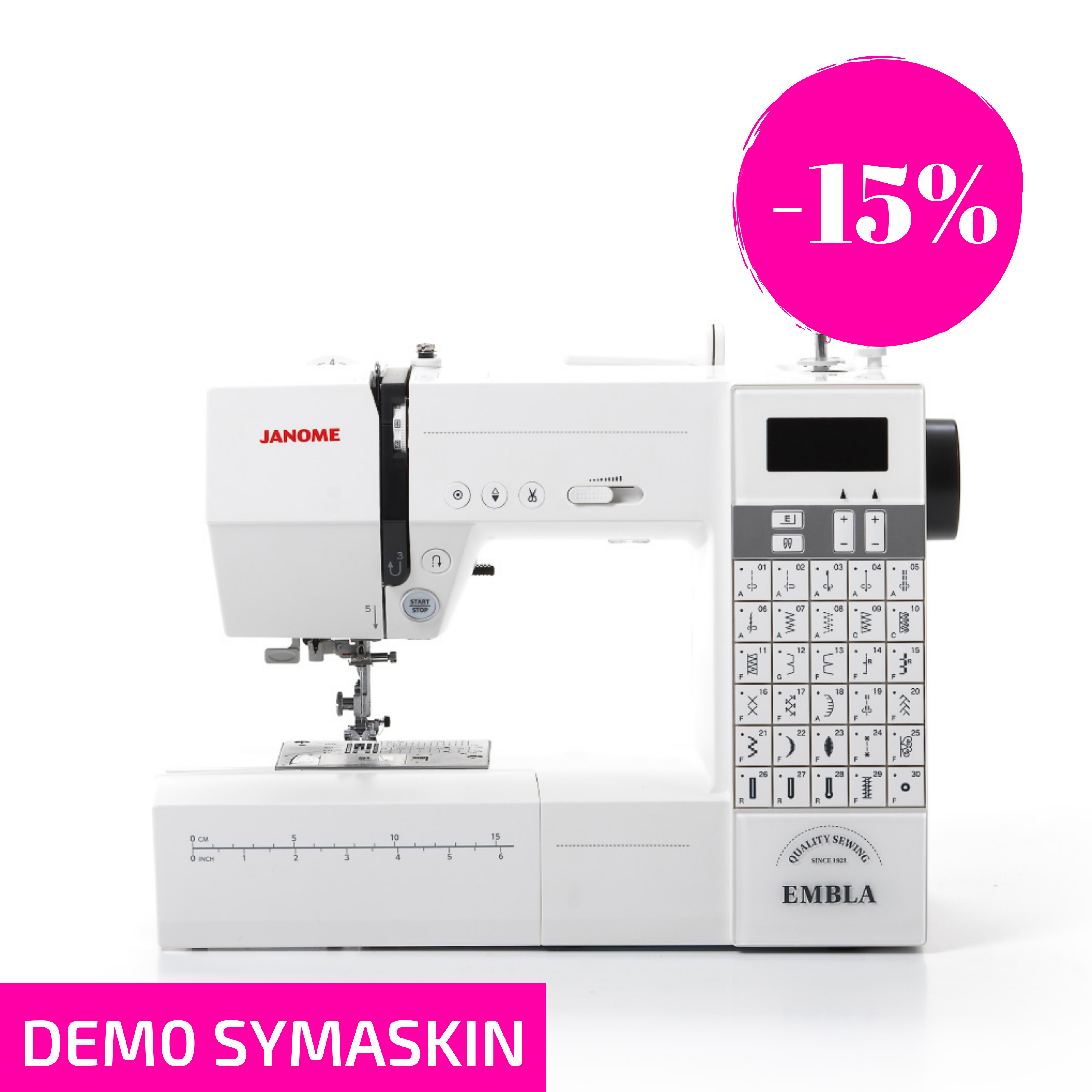 TILBUD Utstillingsmodell - Janome Embla DC6030 Inkludert Bonus Pakke verdi 1500