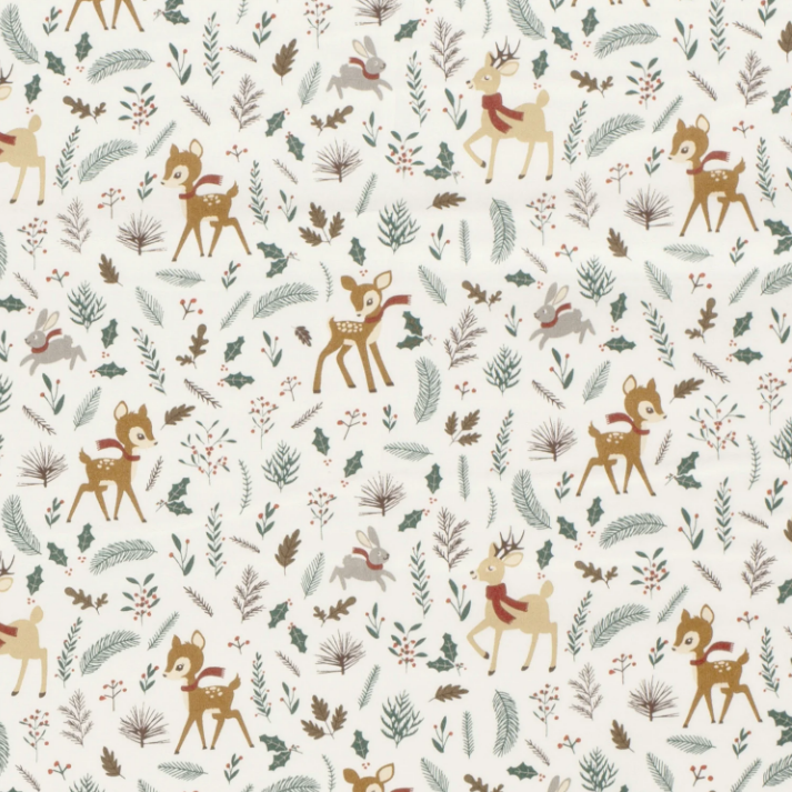 Bomull Poplin - Julemotiv med Bambi