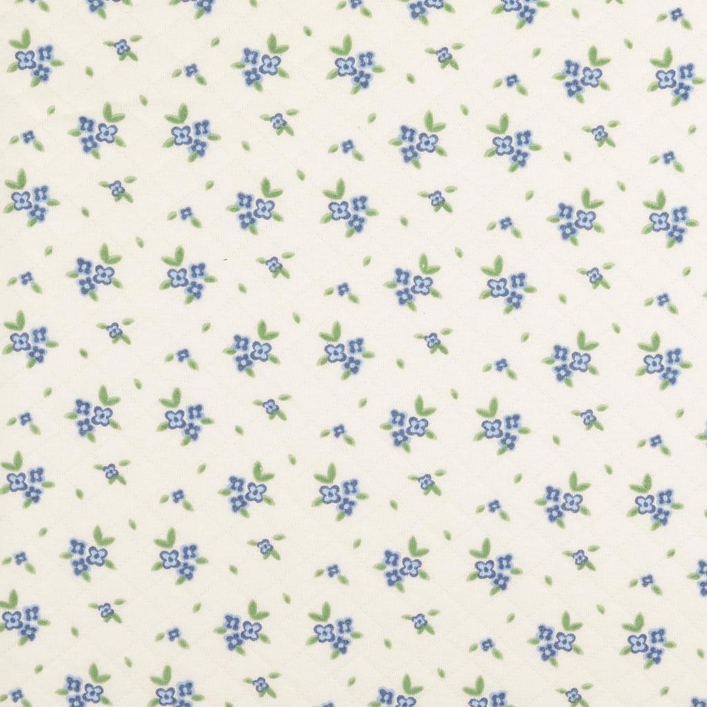 Quiltet Jersey - Blomster, Blå
