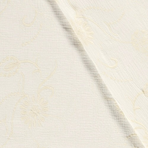 reste Musselin med Broderte Blomster - Offwhite - 20cm