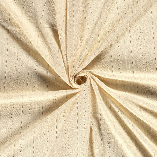 Bomull Voile - Broderi Beige