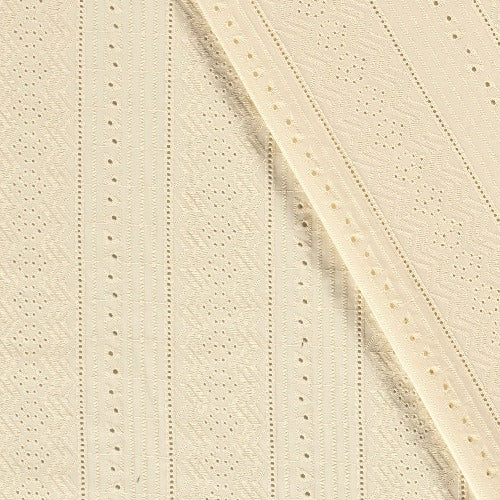 Bomull Voile - Broderi Beige