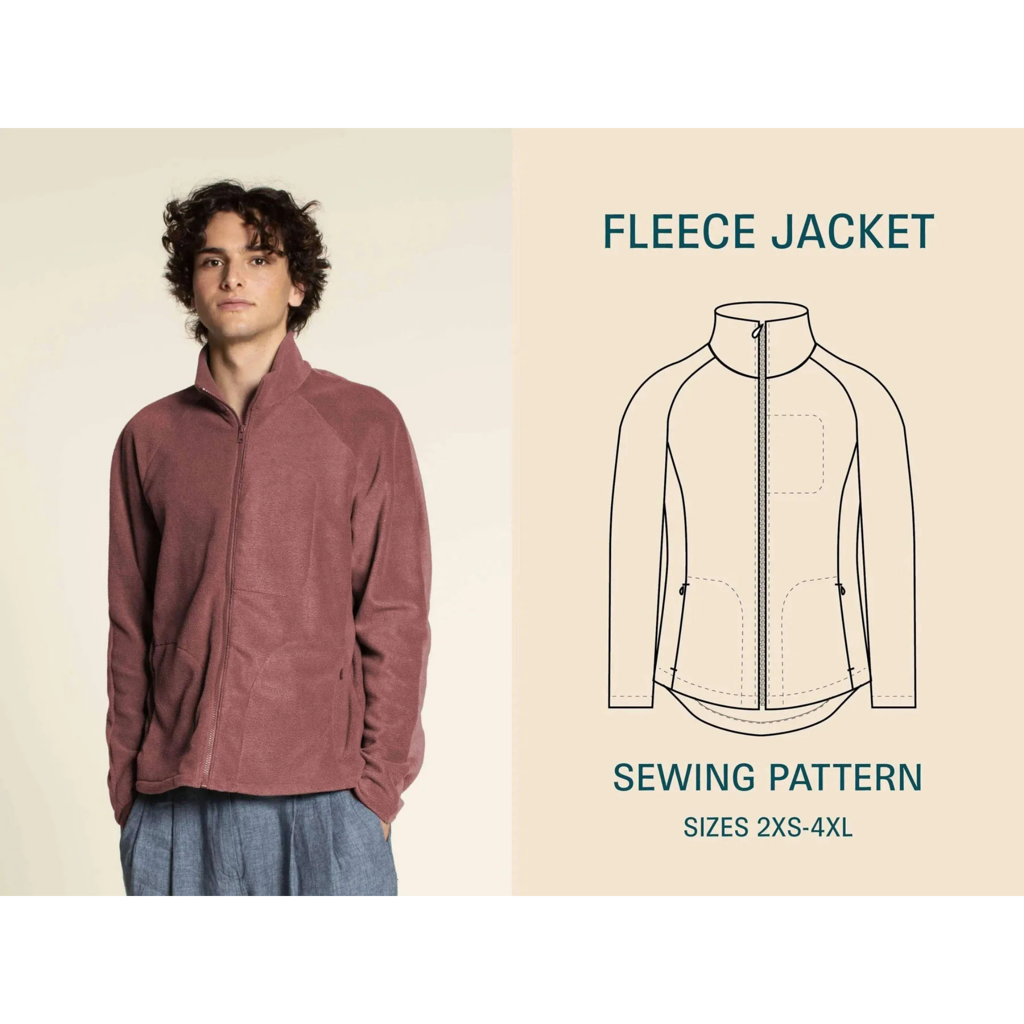 Wardrobe by Me - Fleece Jakke, Herre Papirmønster