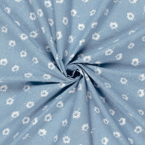 Tynn Denim Jeans - Små blomster, Lys Blå