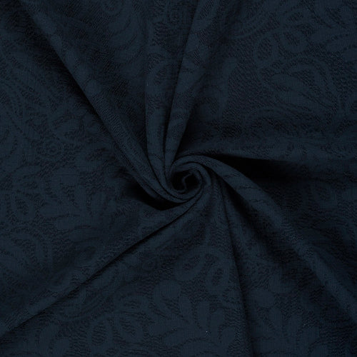 Crinkle Jacquard - Blader, Marineblå