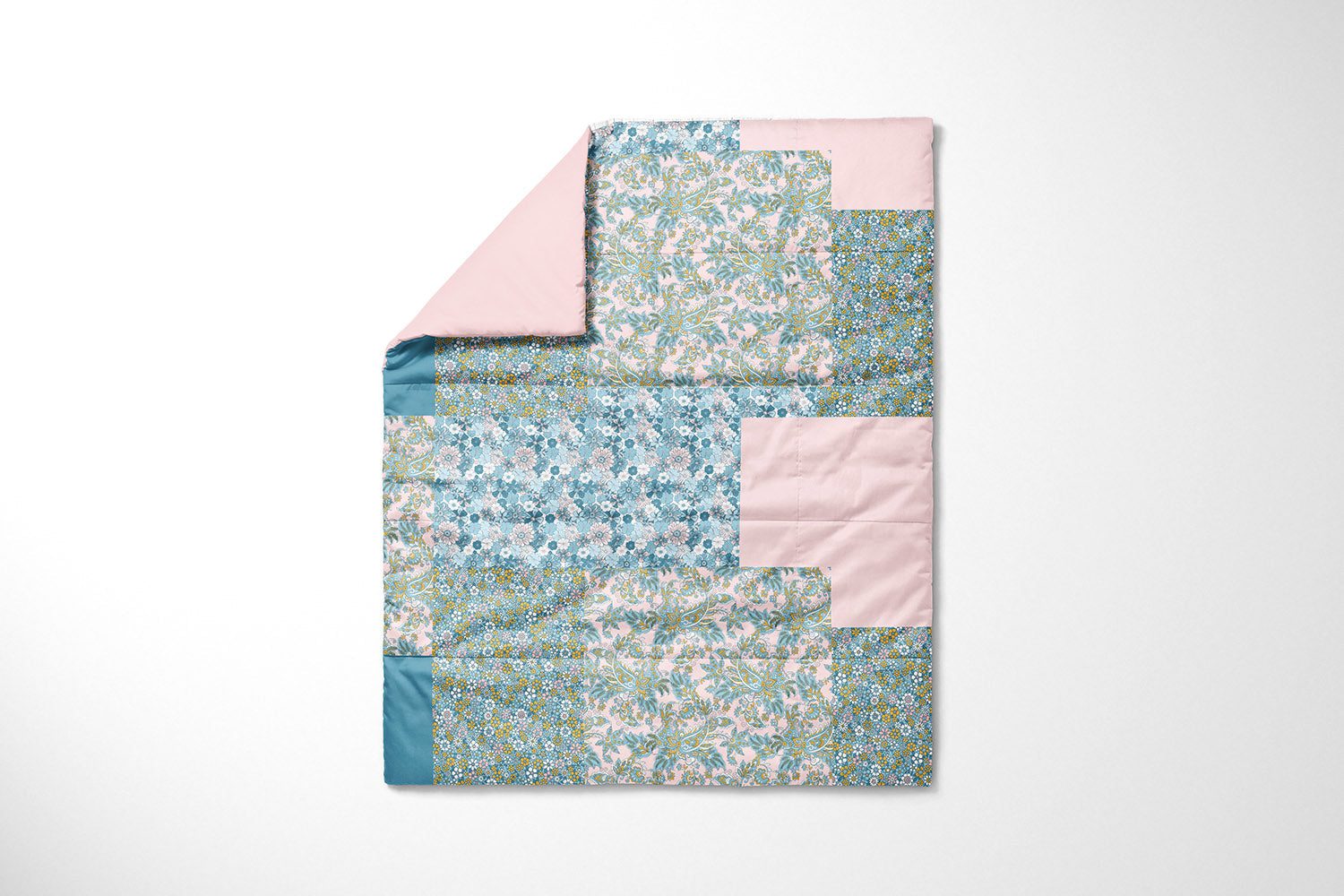 Poplin Bomull - Maya Blomster, Turkis