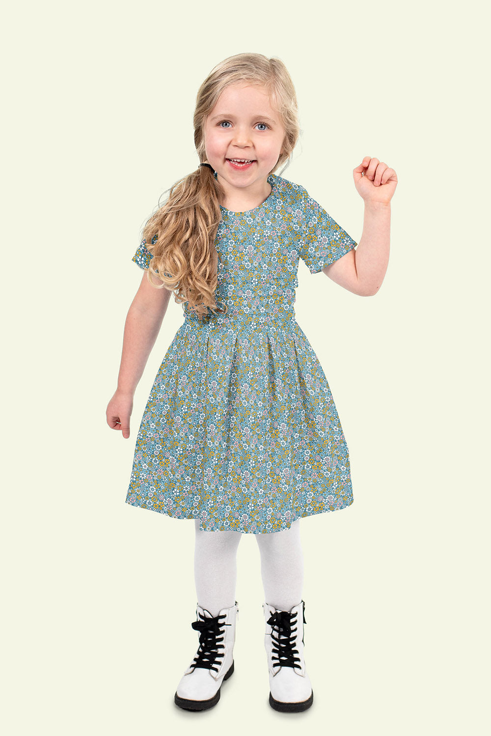 Poplin Bomull - Maya Blomster, Turkis