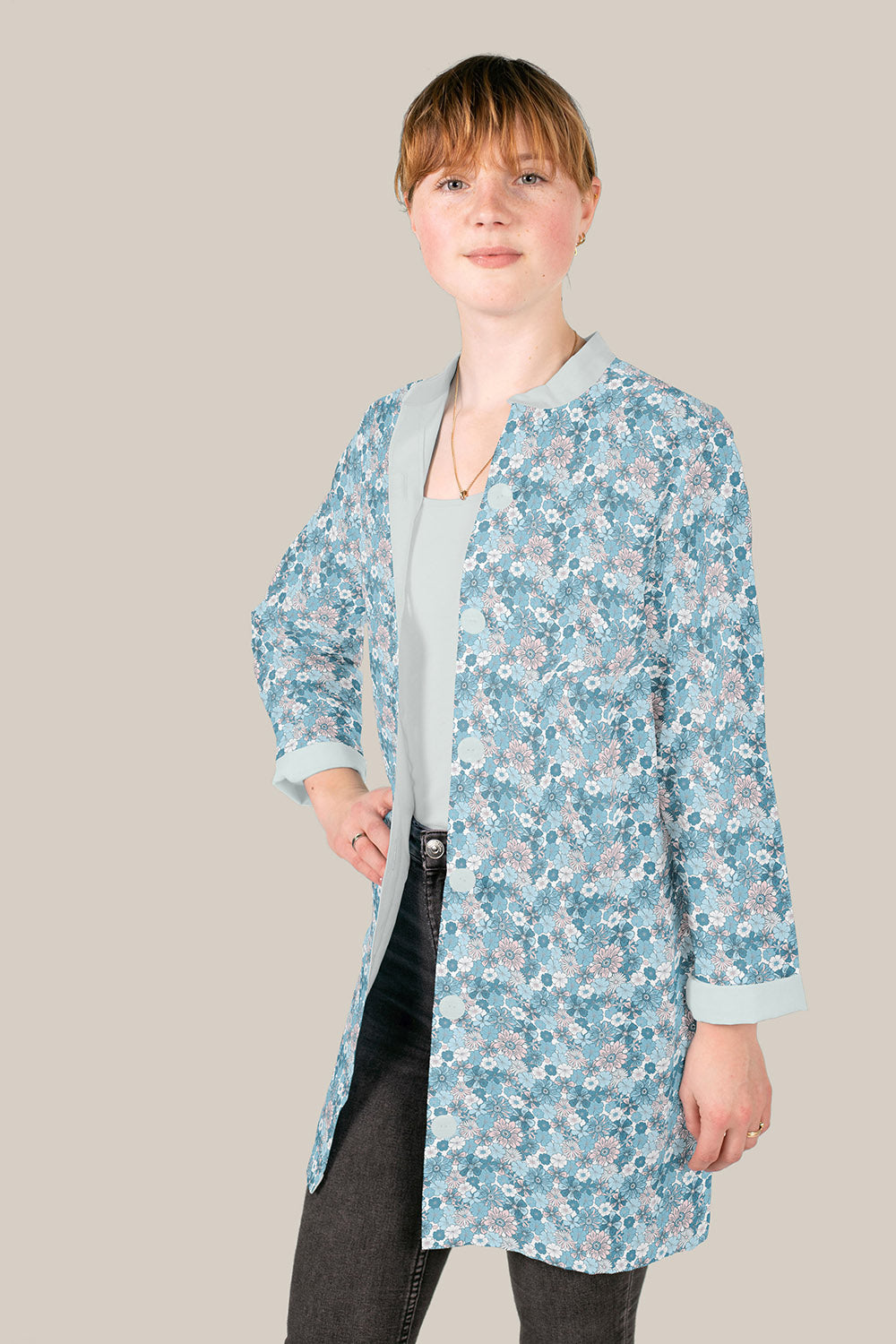 Poplin Bomull - Jennifer Blomster, Babyblå