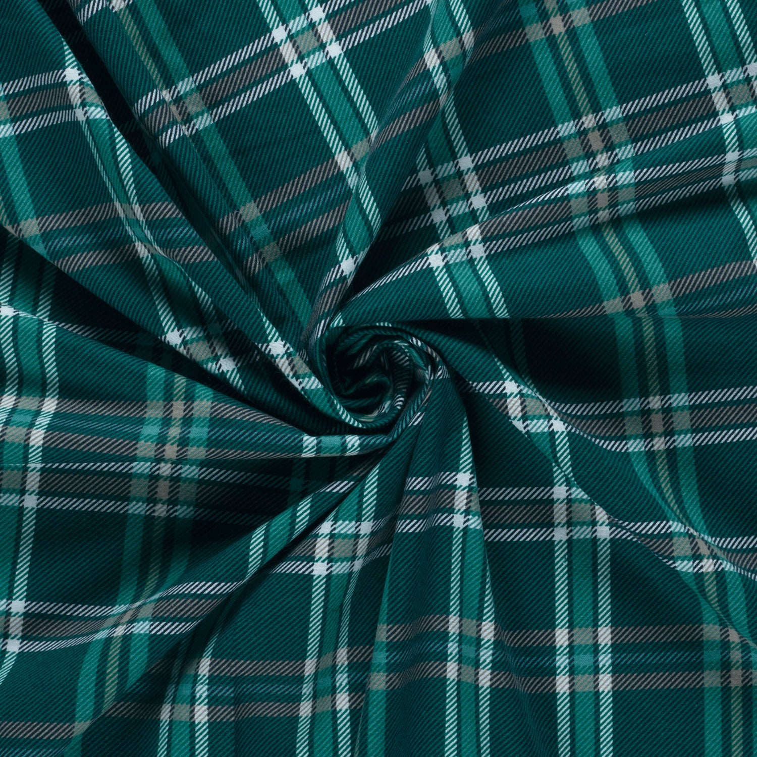 Bomullsflanell - Rutete Grønn