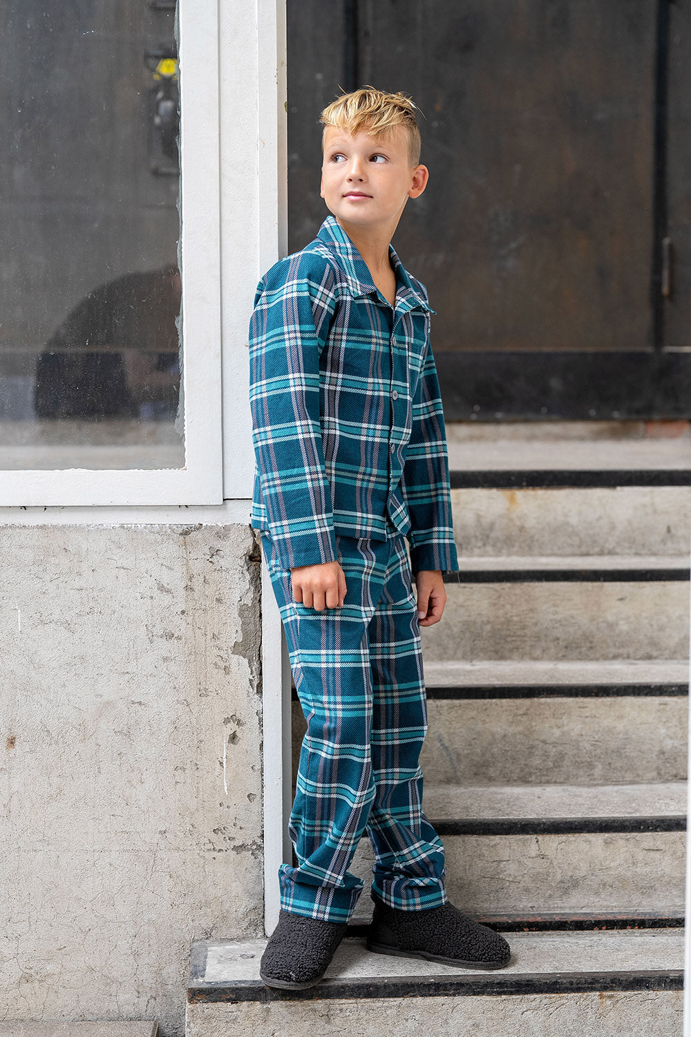 Bomullsflanell - Rutete Grønn