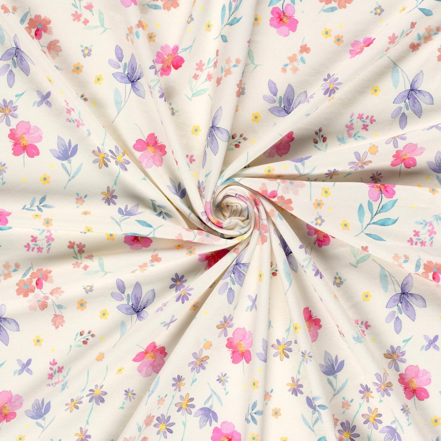 Jersey - Blomster,  Multi Farge
