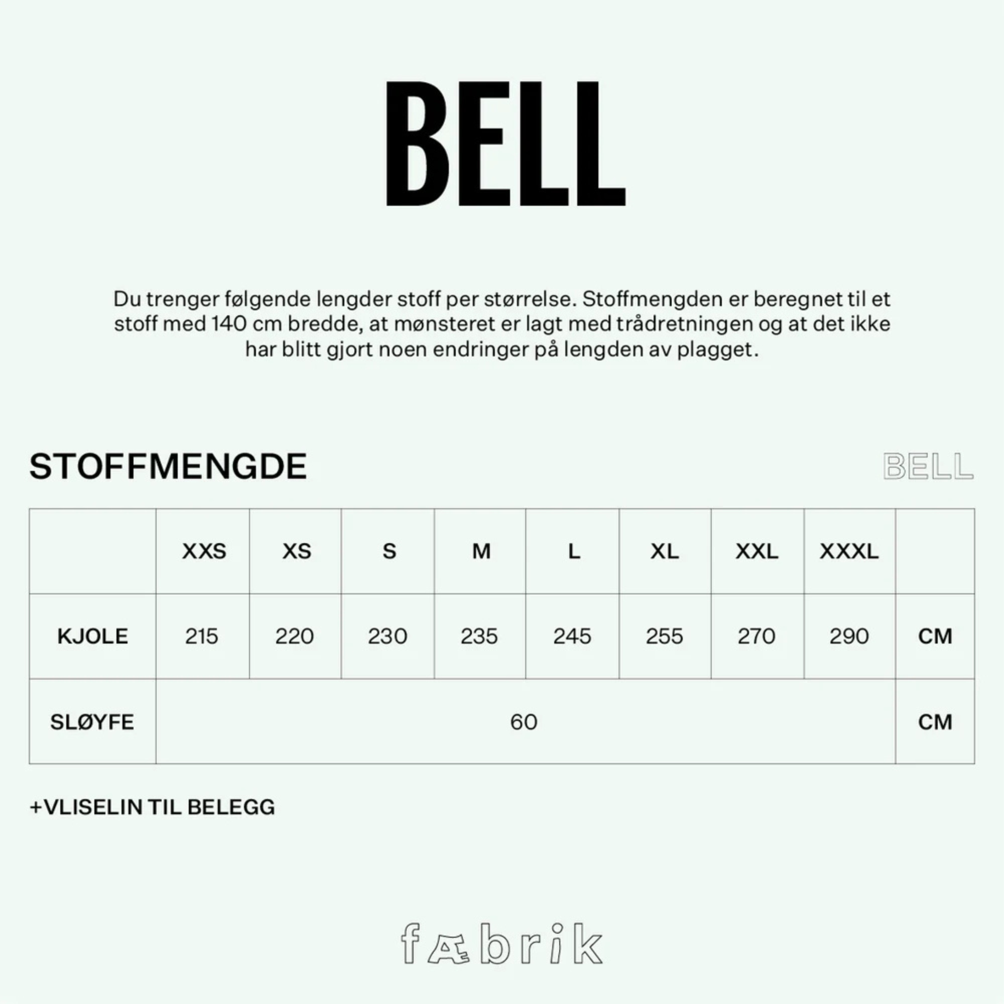 Fæbrik Bell Kjole - Fysisk Mønster