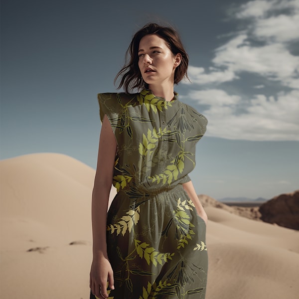 Twill Vevd Viskose - Light & Lush, Blad Khaki