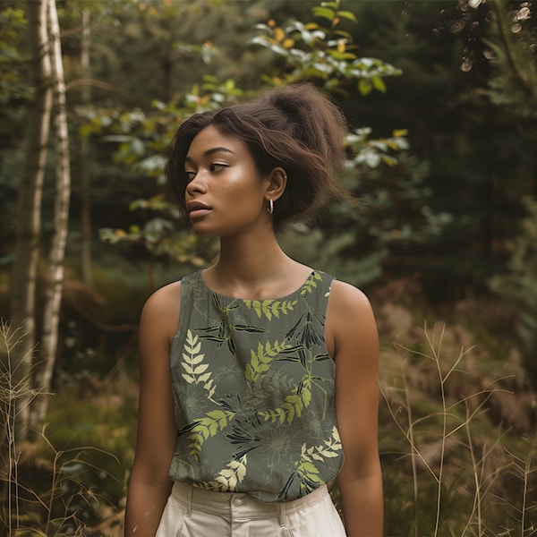 Twill Vevd Viskose - Light & Lush, Blad Khaki