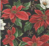 Moda Fabrics Merry Manor Metallic julestjerne Svart