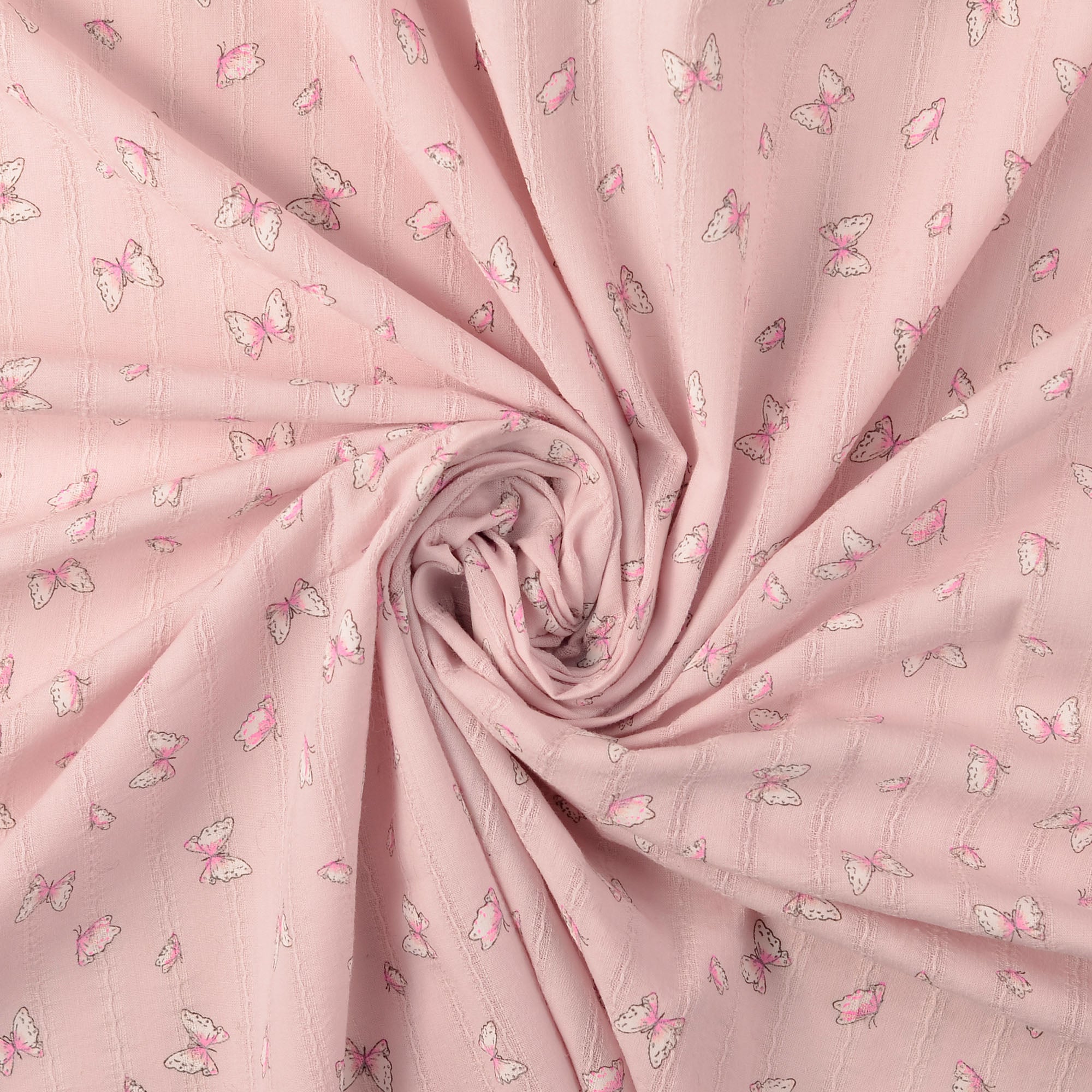 Bomull Voile - sommerfugler gammelrosa