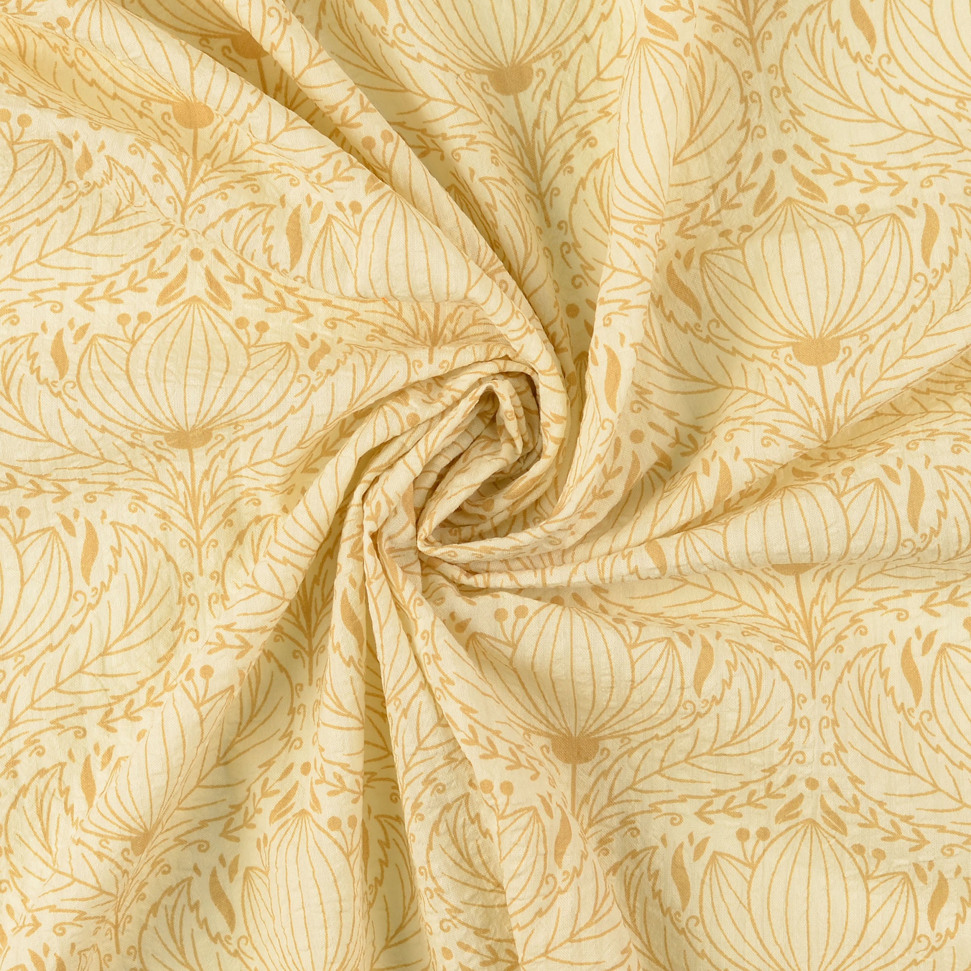 Beklednings Bomull - Vintage Seersucker Blomster, Beige