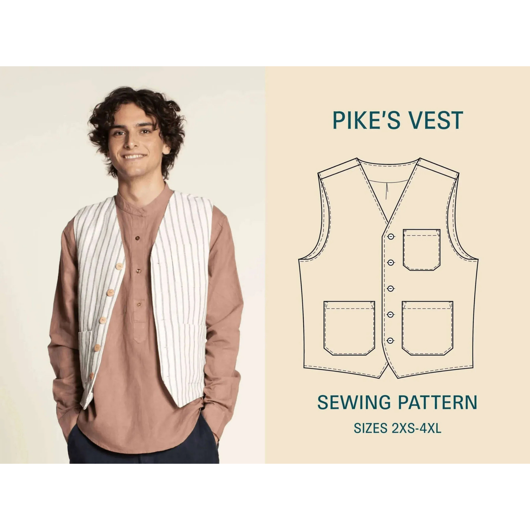Wardrobe by Me - Pike Vest, Herre Papir Mønster