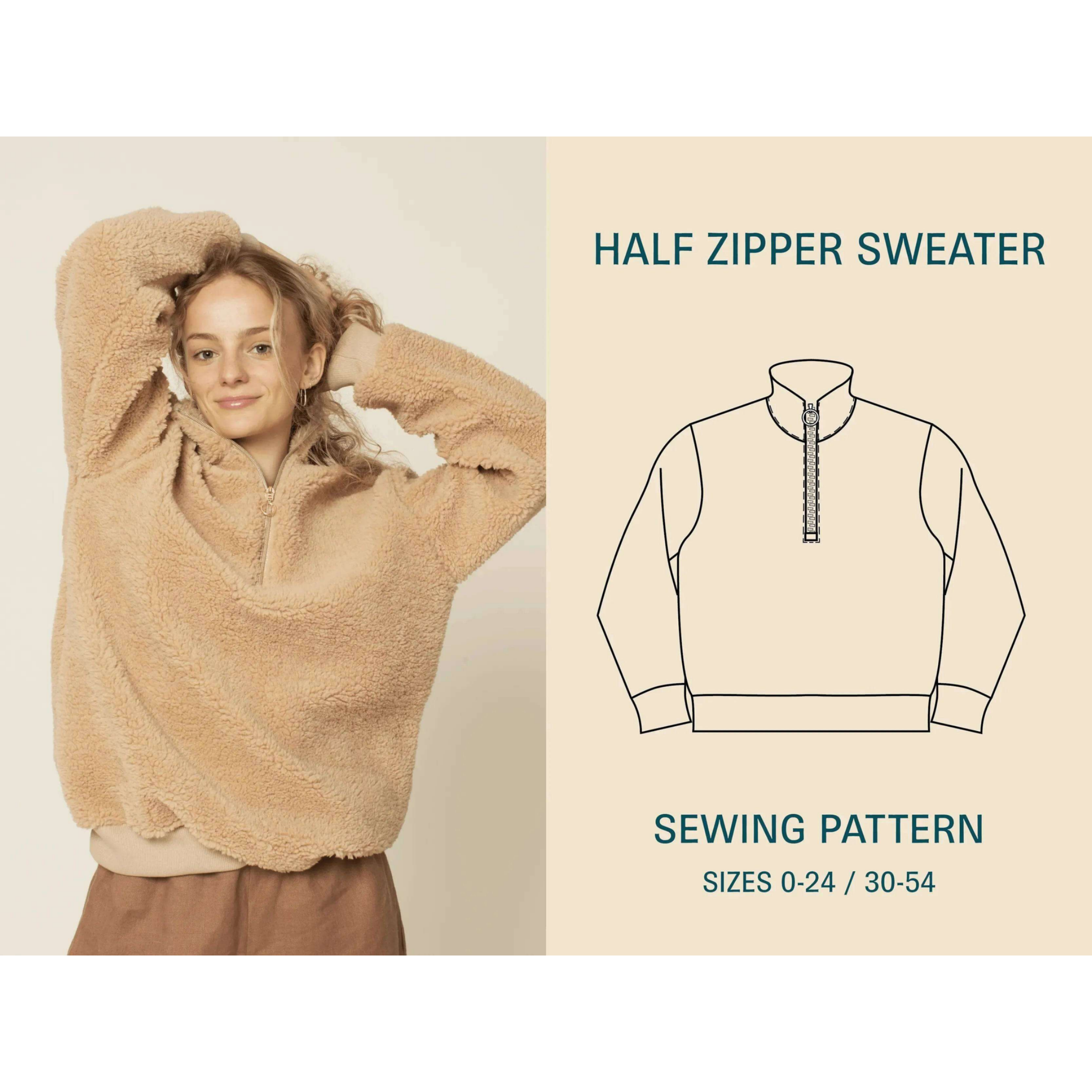Wardrobe by Me - Half Zipper Genser, Dame Papirmønster