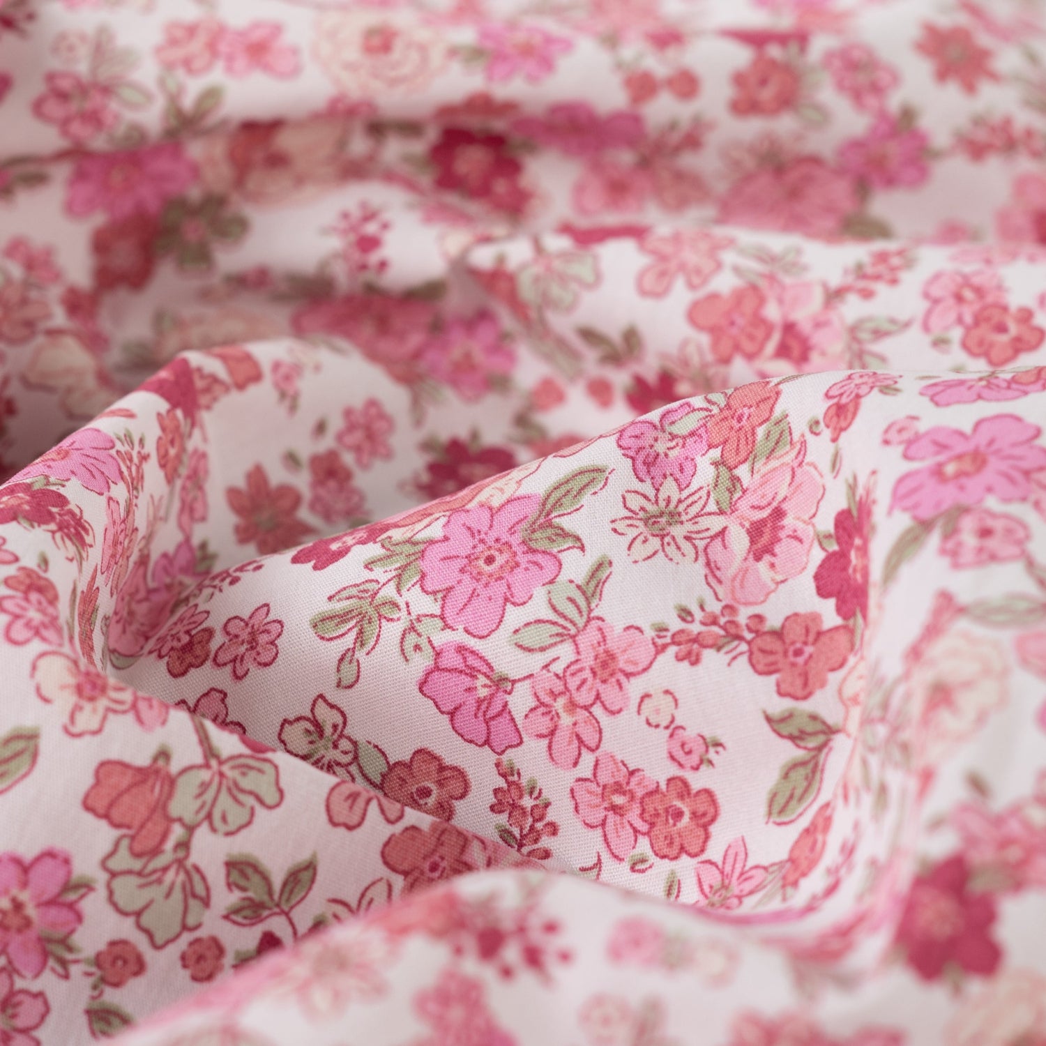 Beklednings Bomull - Blomster, Rosa