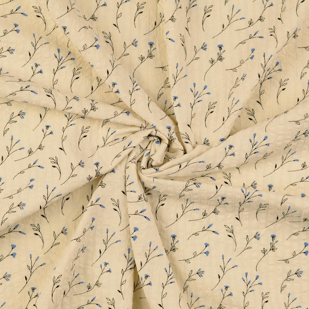 Beklednings Bomull - Vintage Seersucker, Beige