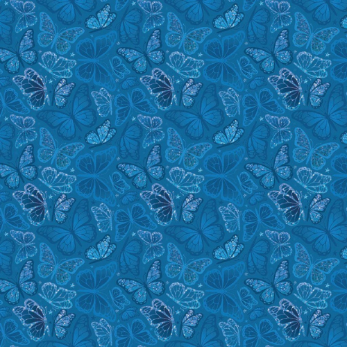 Bomull - Sommerfugler blå