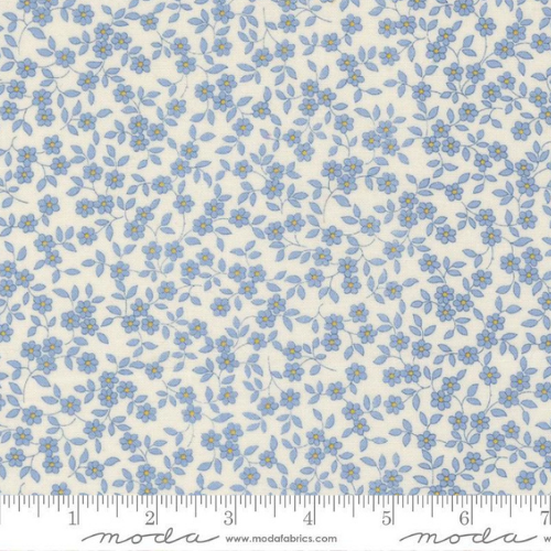 Bomull - 30s Playtime små blå blomster 