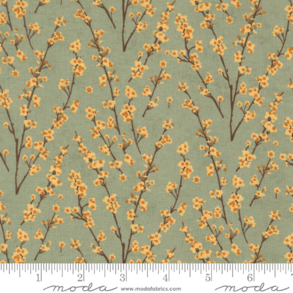 Bomull -  Acorn Hollow små blomster grønn