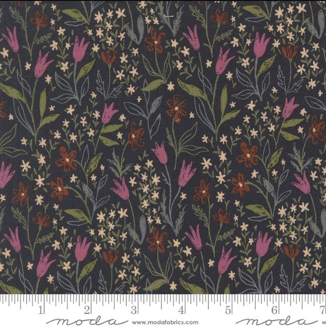 Bomull - Autumn Forest Midnight blomster