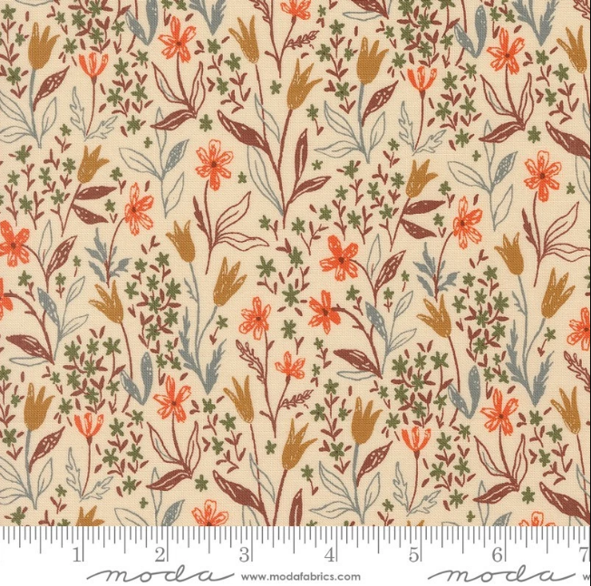 Bomull - Autumn Forest Midnight blomster krem