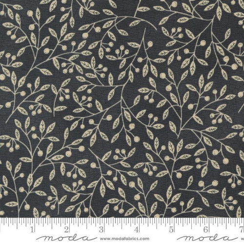 Bomull - Bloom And Grow Linen blad svart
