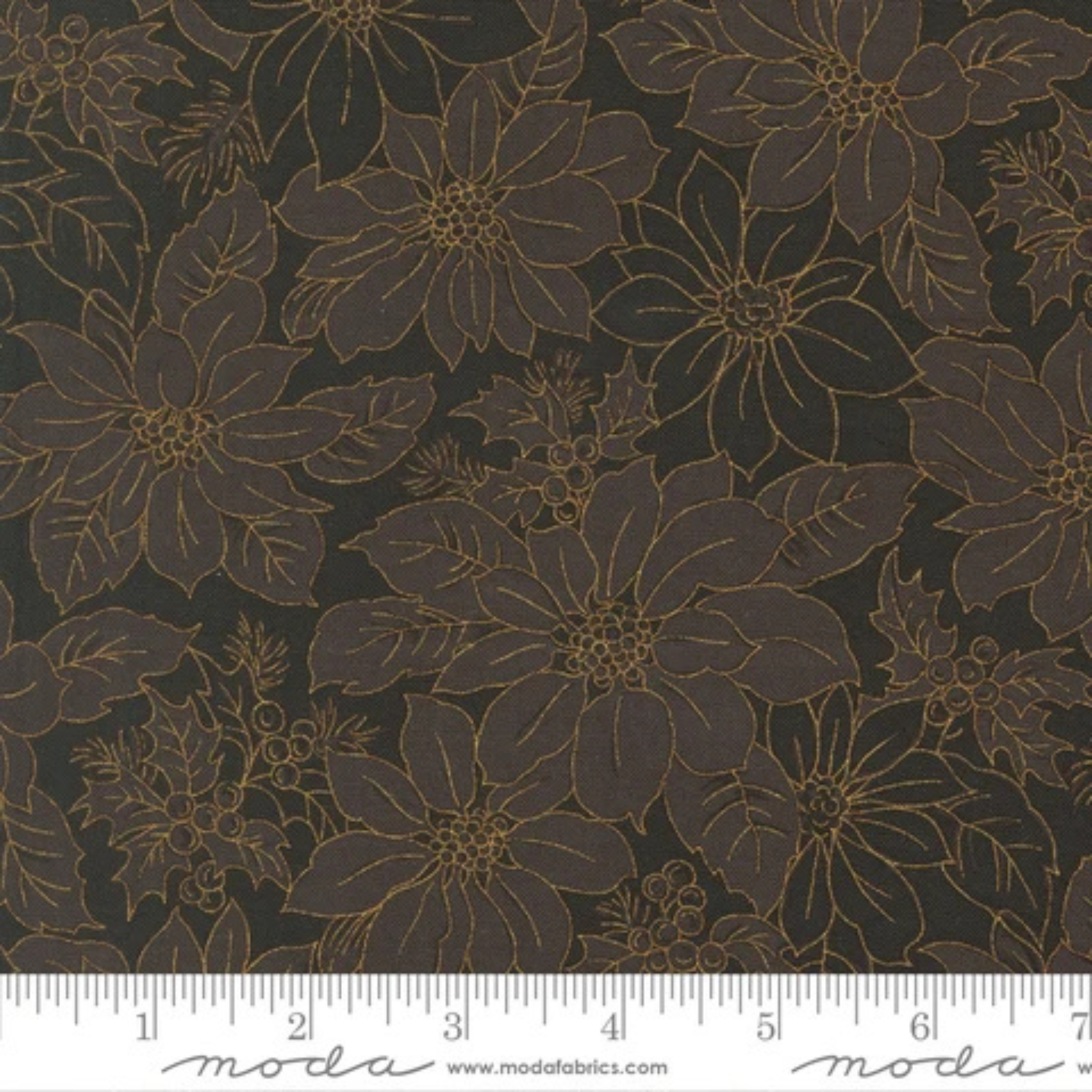 Bomull -  Christmas Merry Manor - Svart metallics