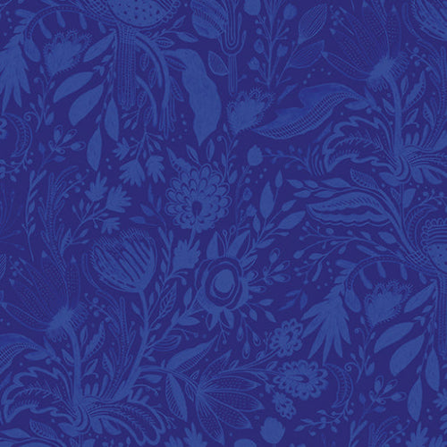 Bomull - Dreaming Colors, Blå Blomster