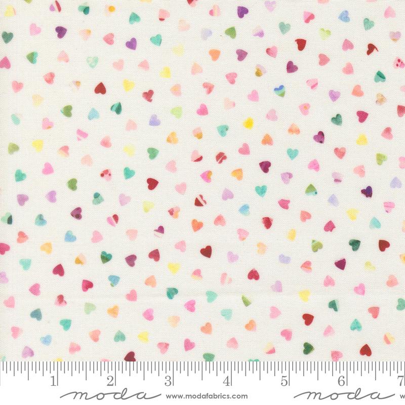 Bomull - Fleur The Love, hjerter, offwhite