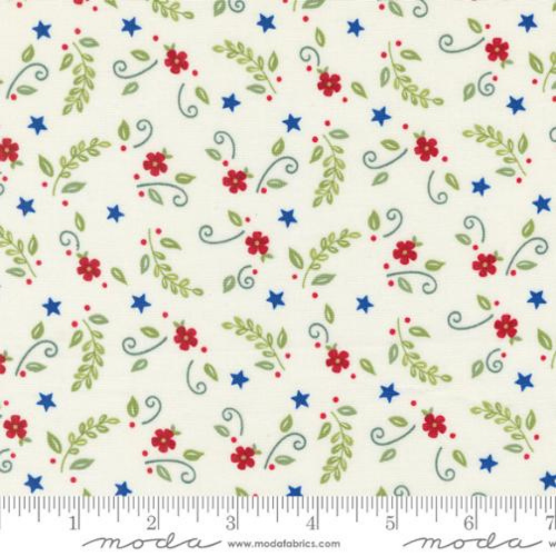 Bomull - Red White and Bloom, Små Blomster Hvit