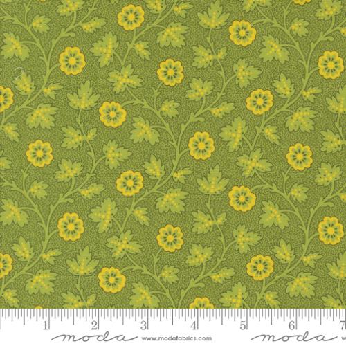 Bomull - Sallys Stitches små blomster grønn