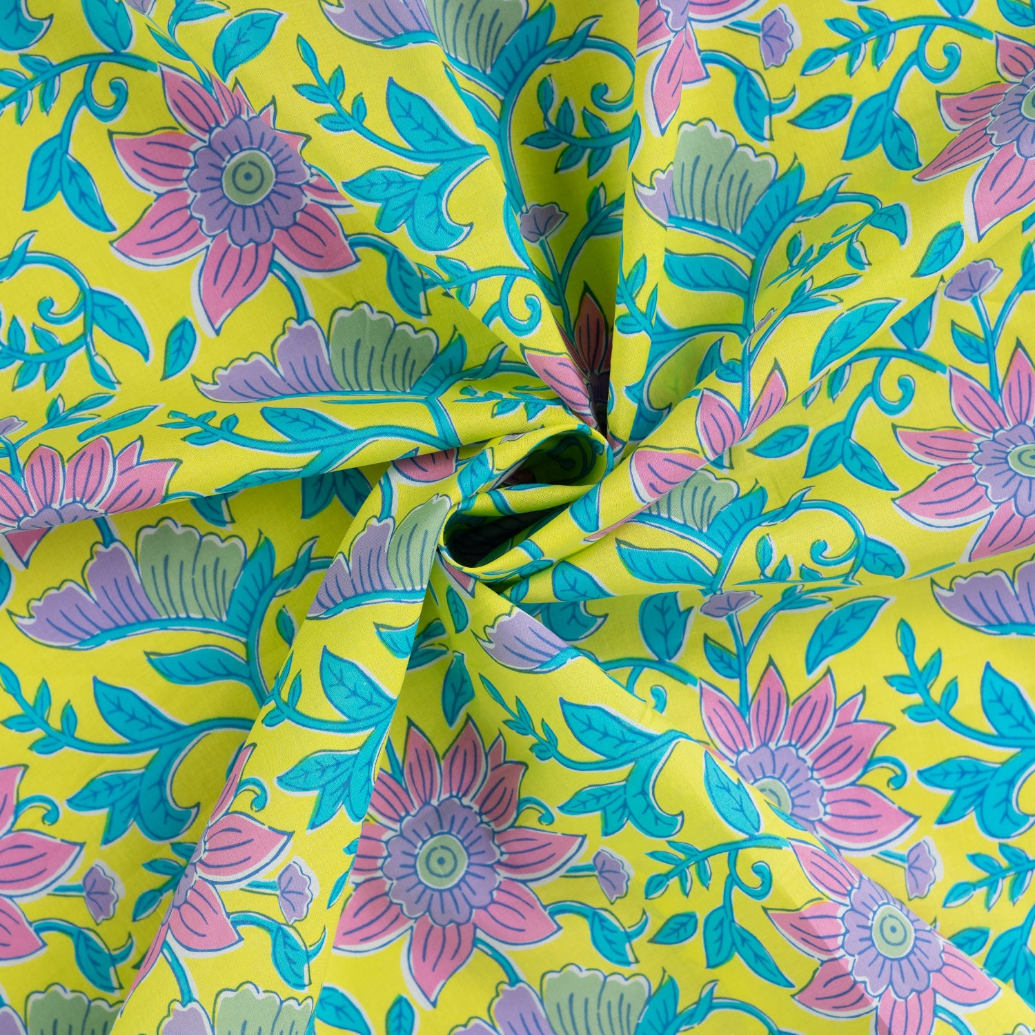 Bomull Voile - Blomster Gul