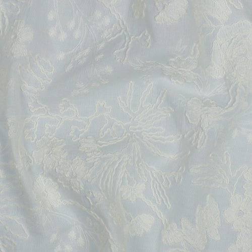 Bomull Voile - Broderi Blomster