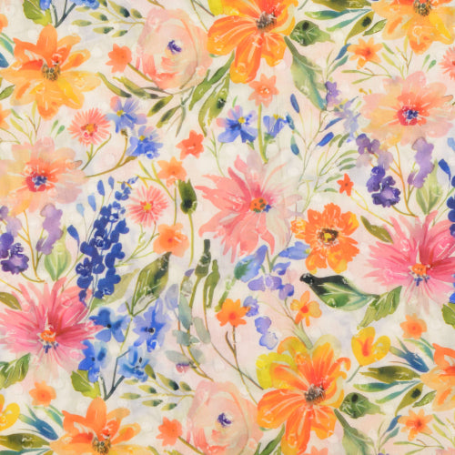 Bomull Voile - Fargerike blomster