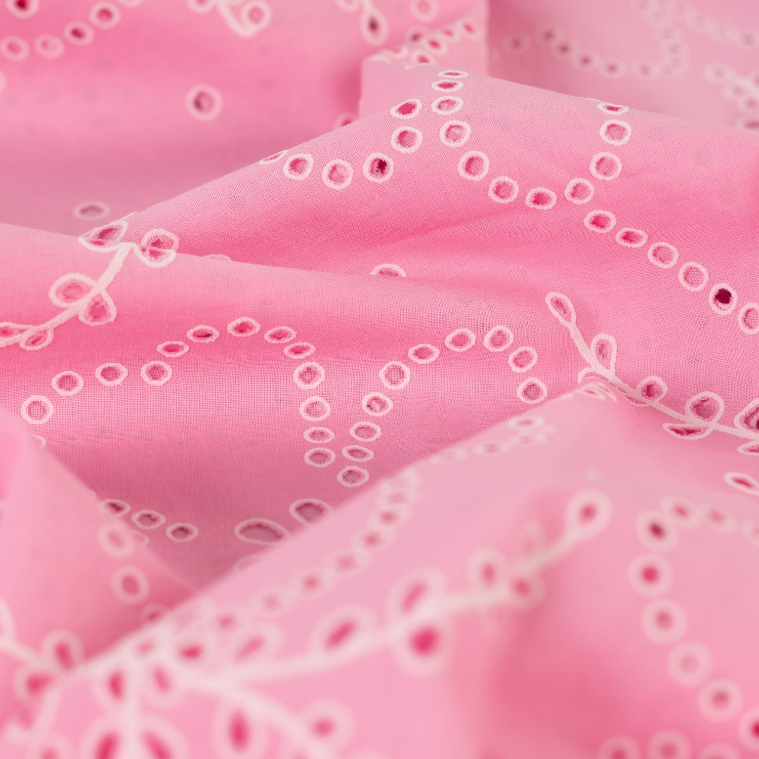 Bomull Voile - Lisa med Broderi Rosa