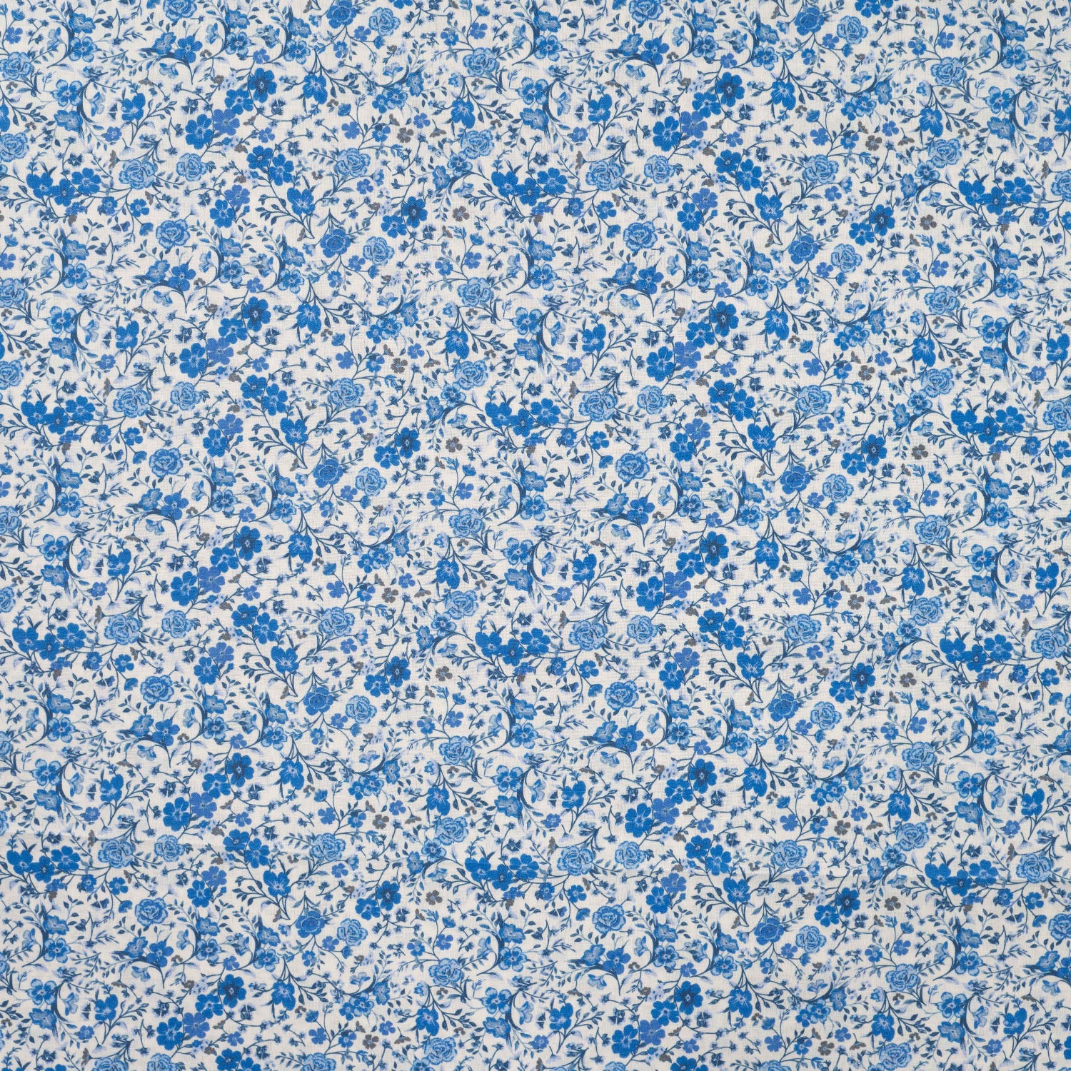 Bomull Voile - Små Blomster, blå