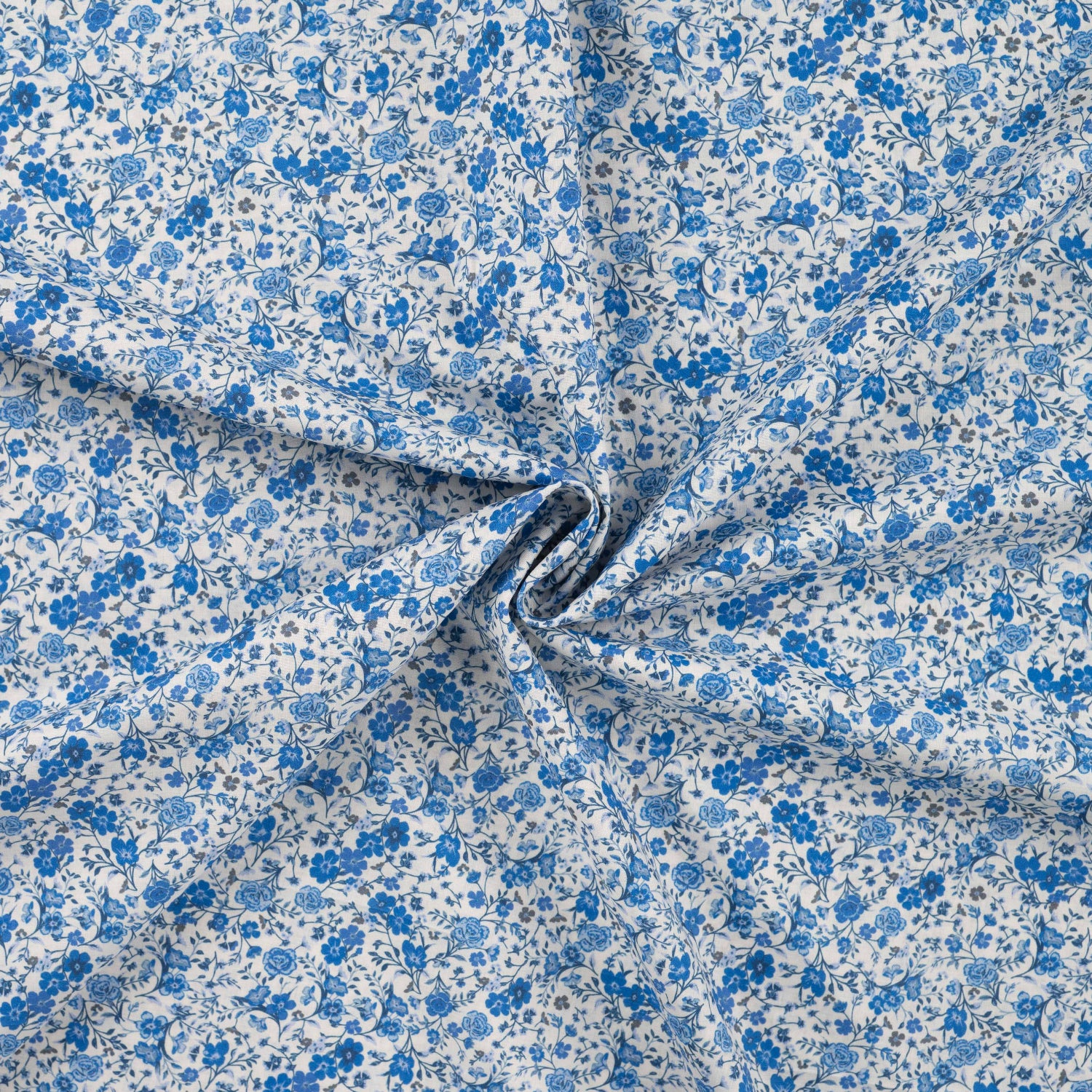 Bomull Voile - Små Blomster, blå