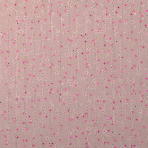 Bomull Voile - små blomster gammelrosa 