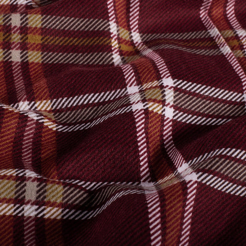 Bomullsflanell - Rutete Vinrød