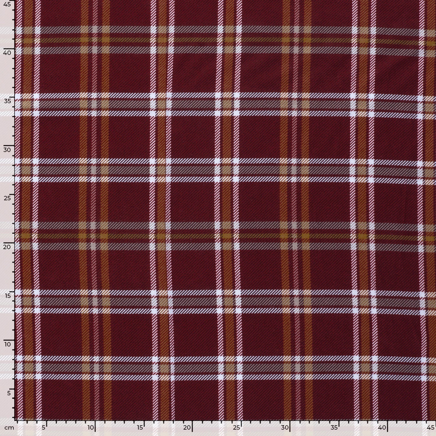 Bomullsflanell - Rutete Vinrød