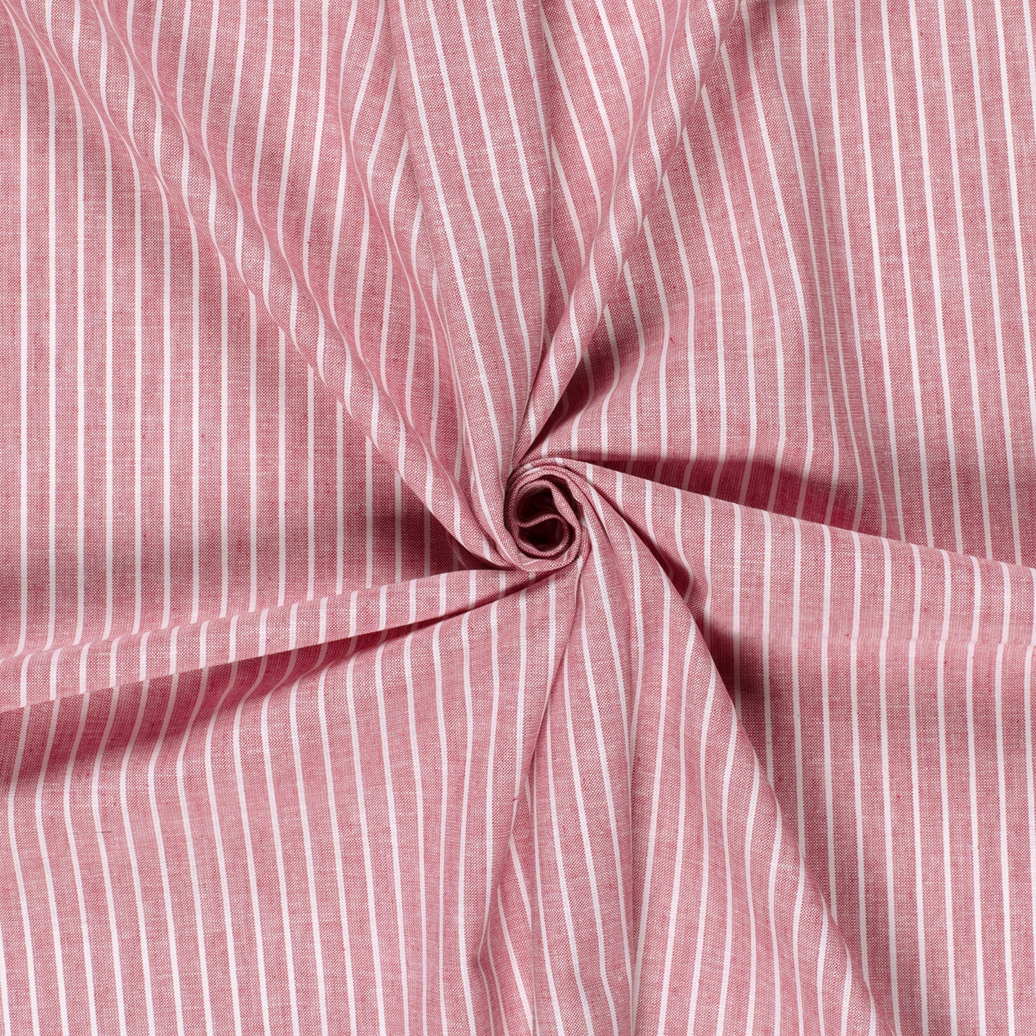 Chambray Lin Bomull - Striper, rød