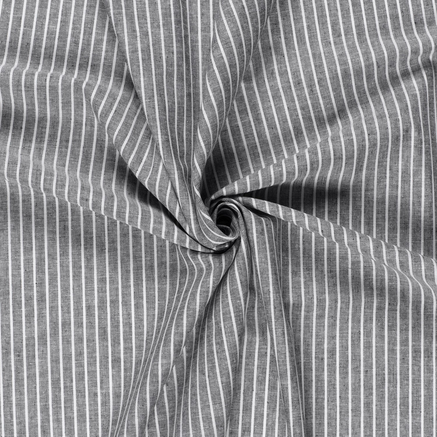 Chambray Lin Bomull - Striper, svart