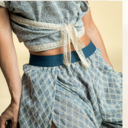 Chambray med Broderi - Diamanter